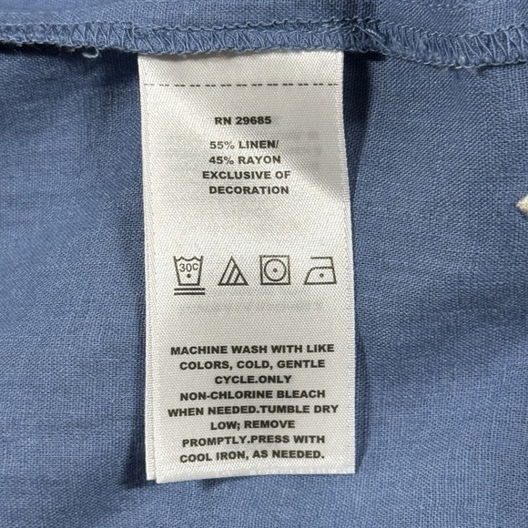 Pendleton Women's Size Medium Blue Embroidered Penelope Linen Tiered Midi Dress - Picture 10 of 11